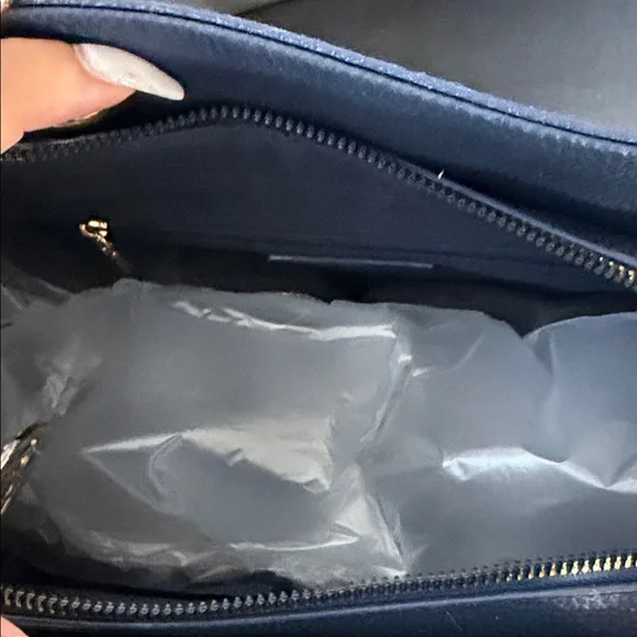 Badgley Mischa Navy Leather Top-Handle Tote - Picture 6 of 7